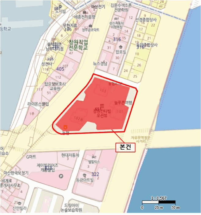경상남도 창원시 마산합포구 산호동 651 창원칸타빌오션뷰 상가동 1층122호